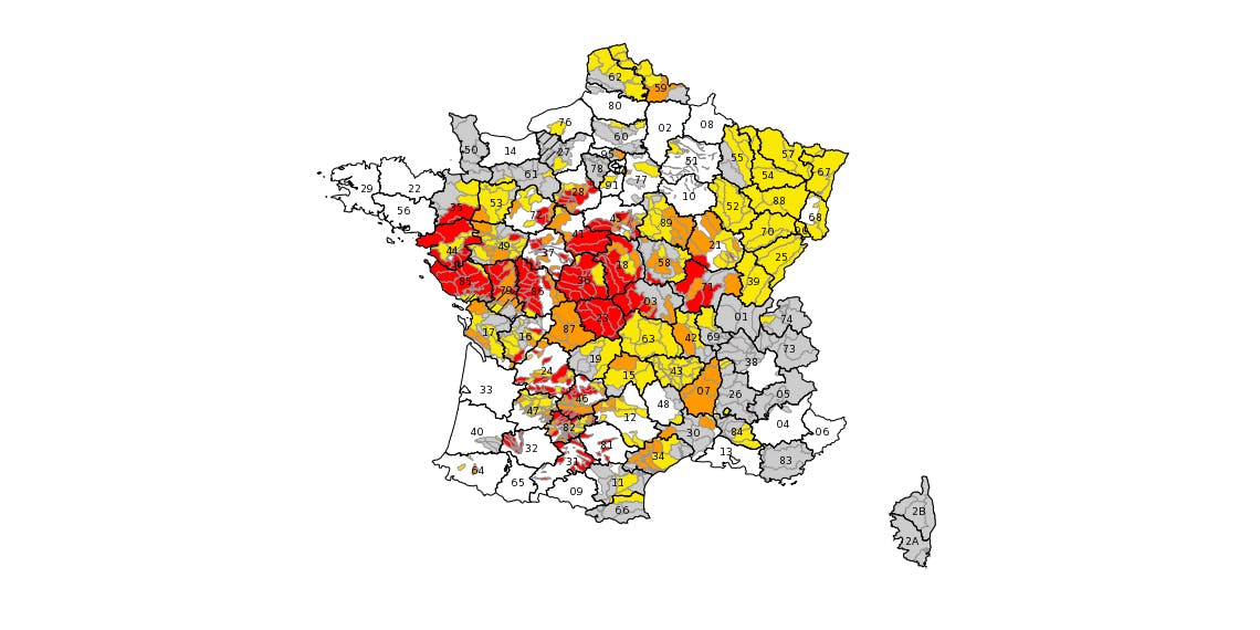 73 départements sont concernés par la sècheresse et des restrictions d'eau 
