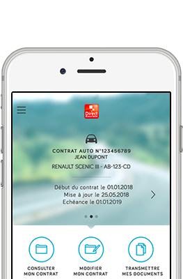 Direct Assurance Application mobile - Vos contrats en un coup d'oeil