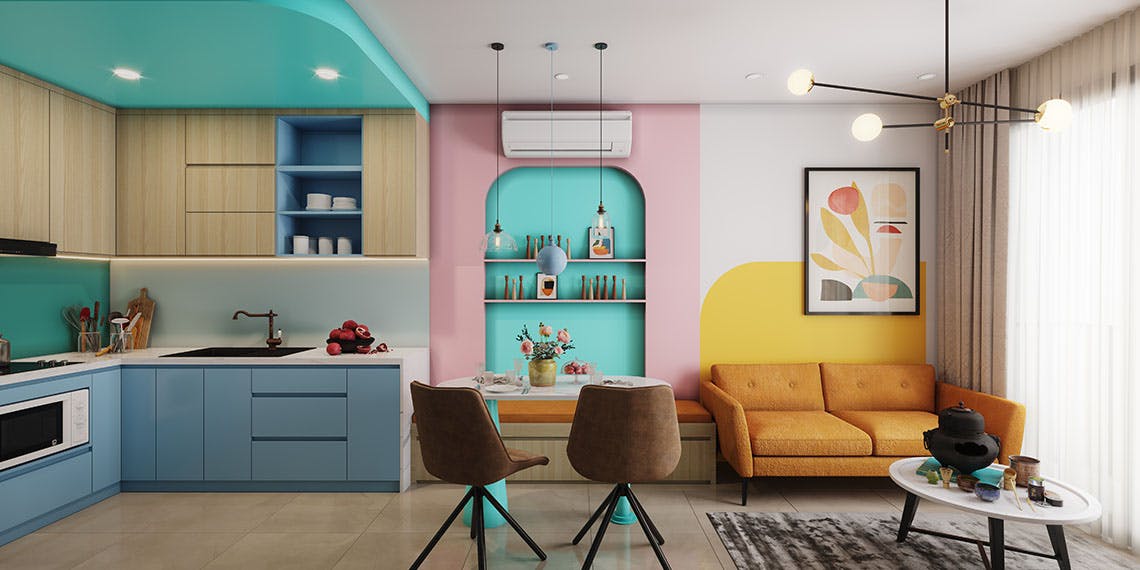 intérieur appartement design coloré