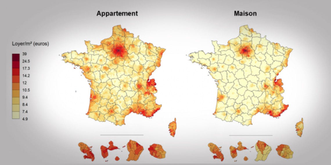 Location Dappartement Ou De Maison Une Carte Des Loyers Pratiqués Est En Ligne Direct Assurance 1620