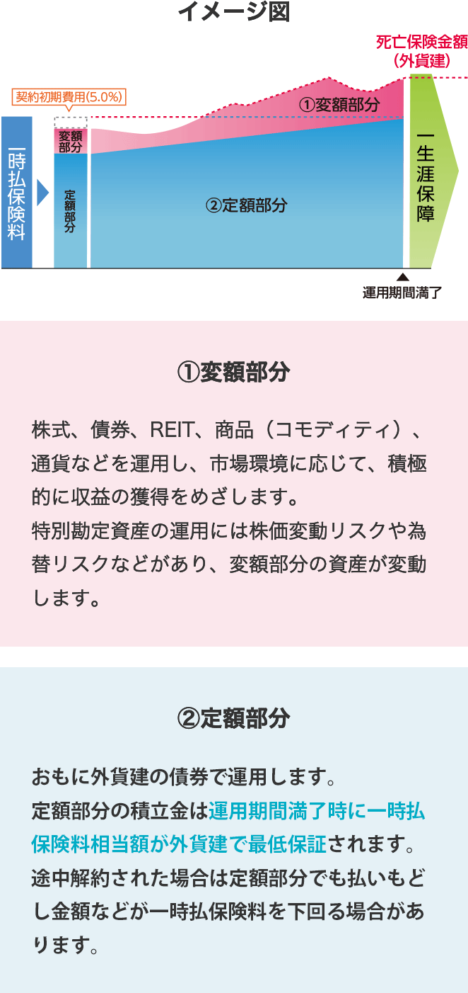 変額部分と定額部分の組み合わせで運用　イメージ図