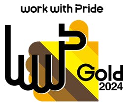 work with Pride Gold 2024 logo