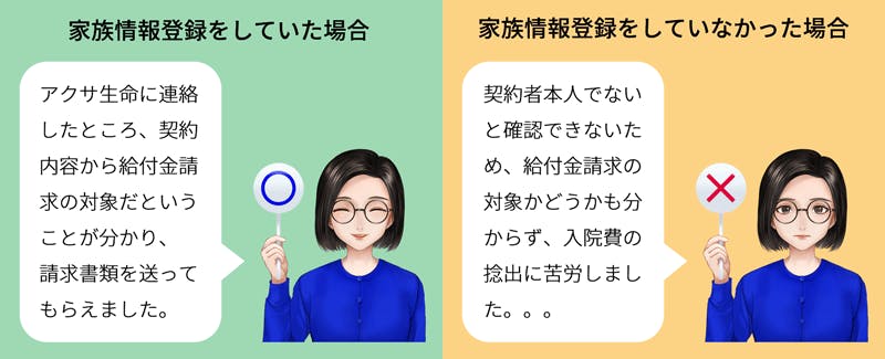 家族情報登録をしていた場合・していなかった場合