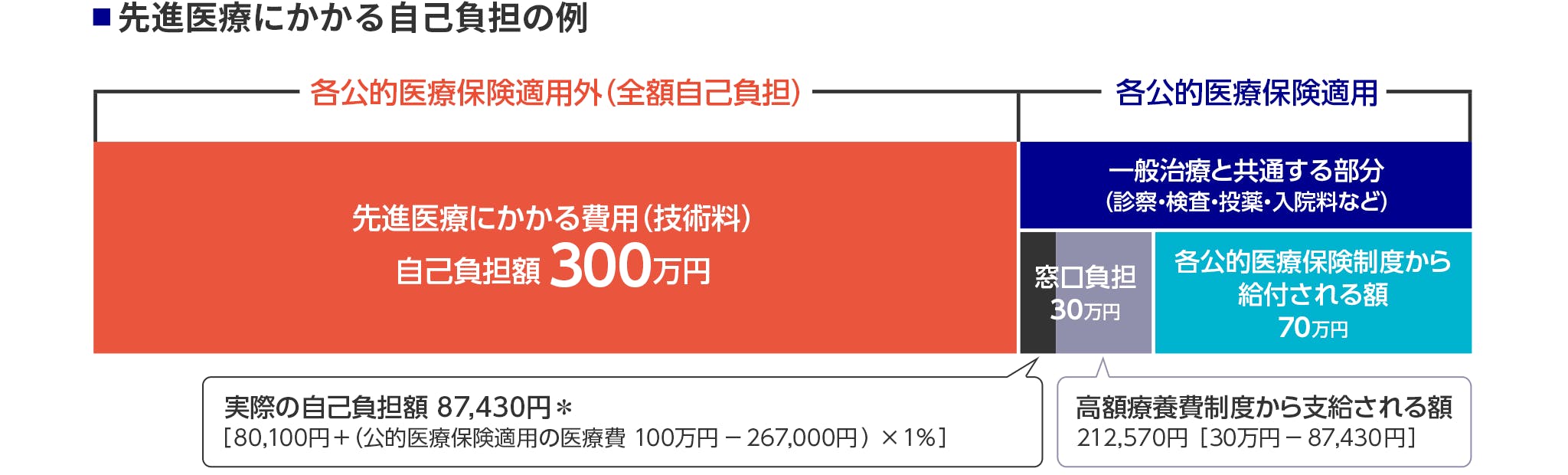 先進医療にかかる自己負担の例