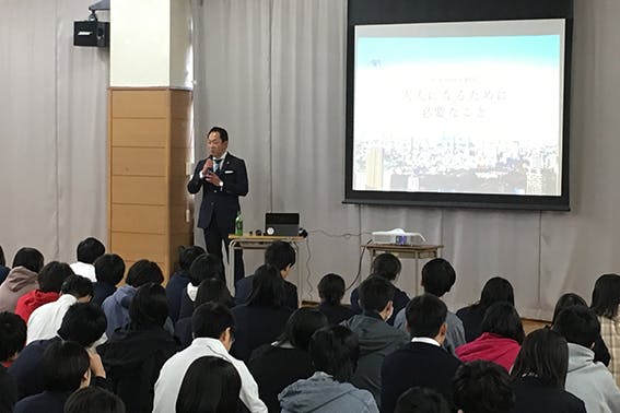 2019年11月13日　東京都立田園調布高等学校　生徒：230名　講師：首都圏第六FA支社 虫生 好伸FA 