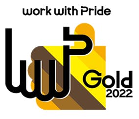 work with Pride Gold 2022 logo