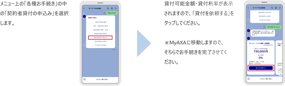 LINEでの契約者貸付(個人のご契約者さま)のお手続き手順