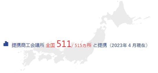 提携商工会議所 全国511/515箇所と提携（2023年4月現在）