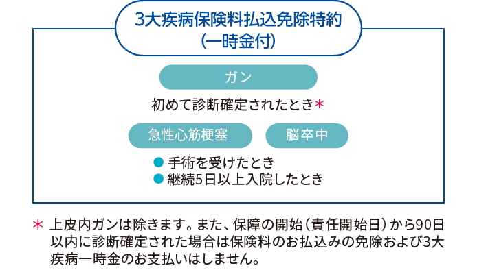 3大疾病保険料払込免除特約（一時金付）